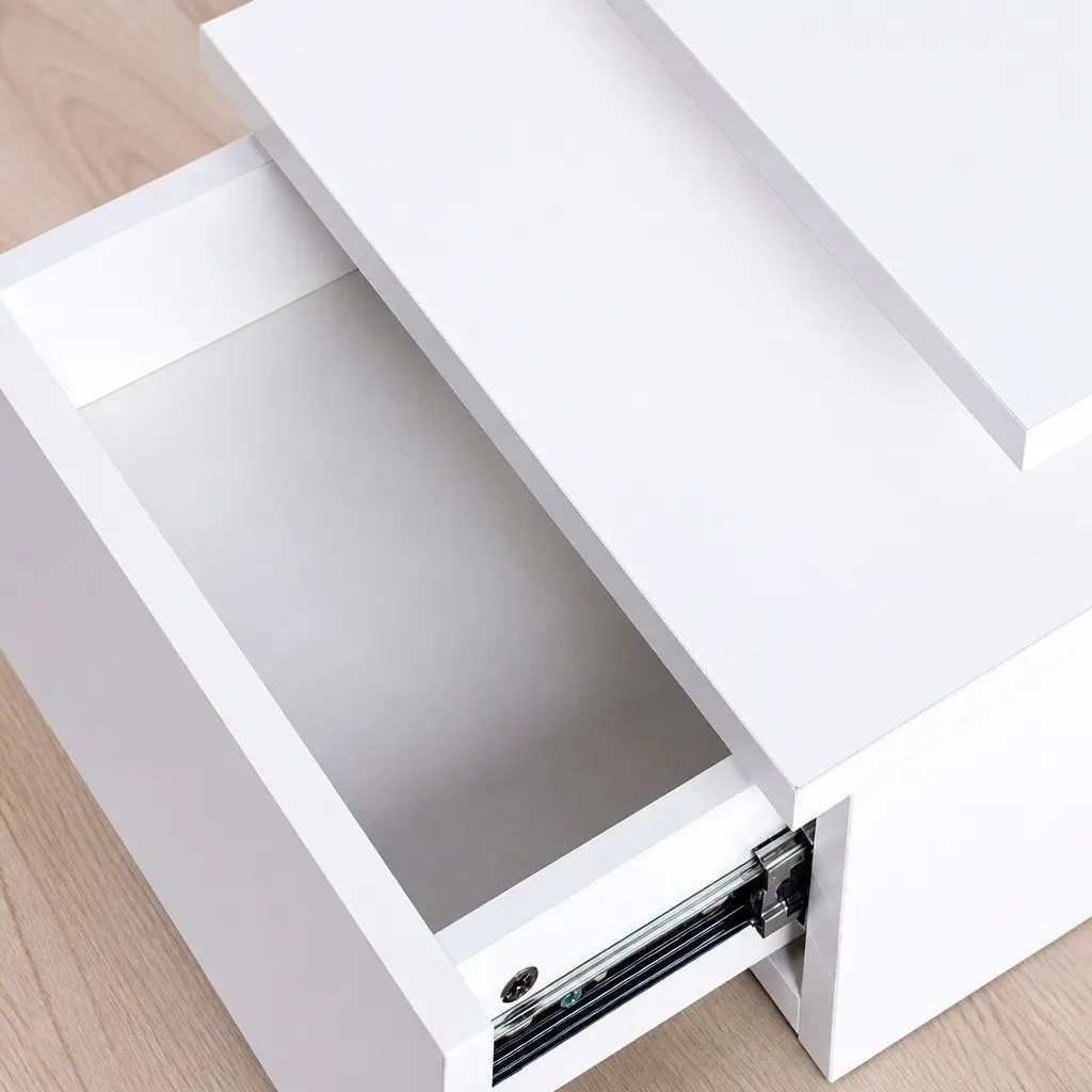 Wall Mounted Bedside Tables Modern White Particle Board with LED Light