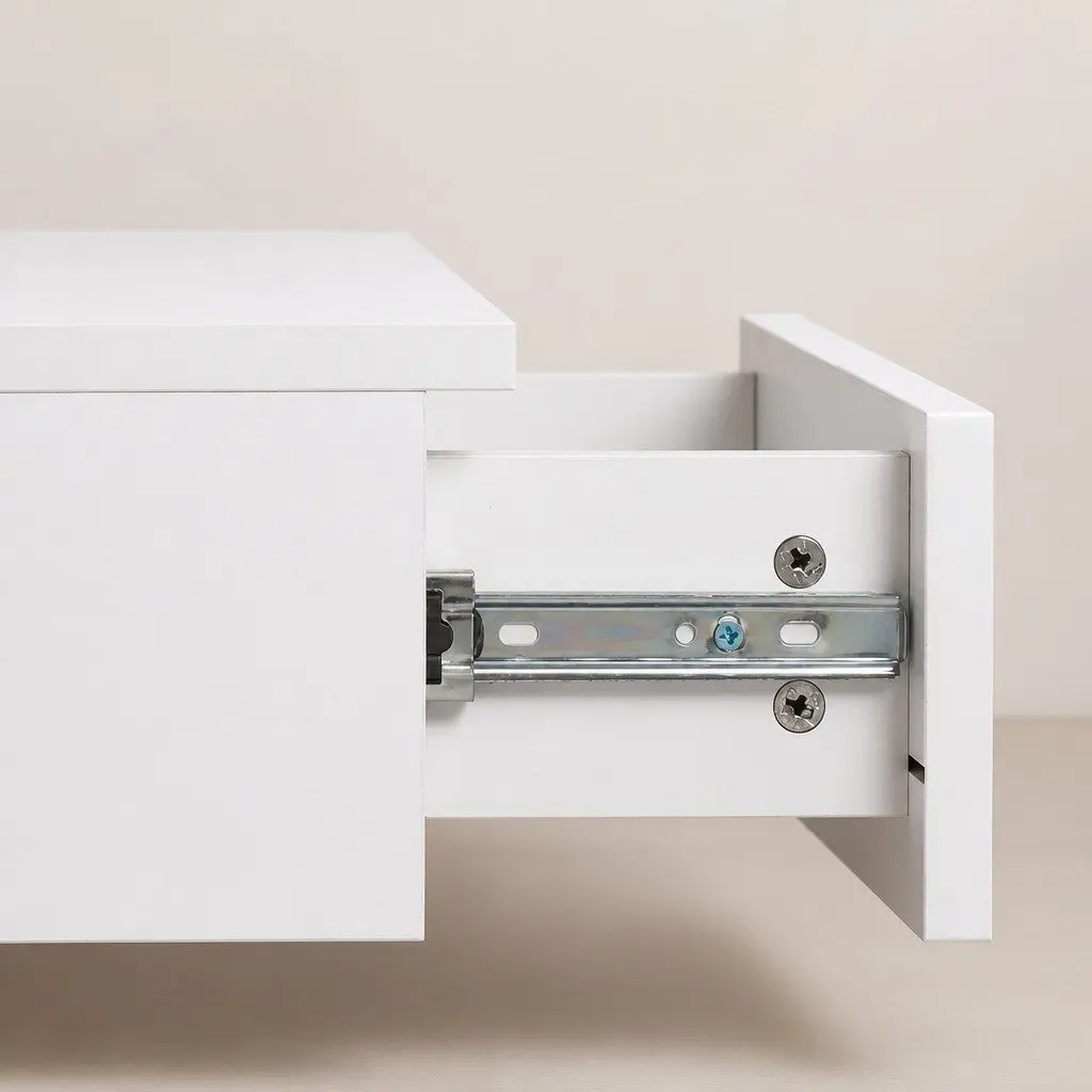 Wall Mounted Bedside Tables Modern White Particle Board with LED Light