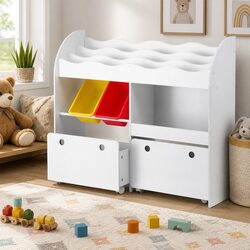 3-Tier Kids Bookshelf with Removable Drawers