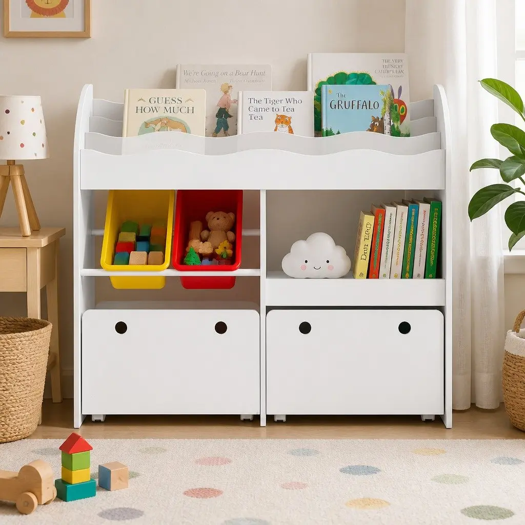 3-Tier Kids Bookshelf with Removable Drawers