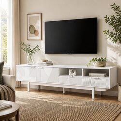 White 200cm Modern TV Entertainment Unit for Living Rooms