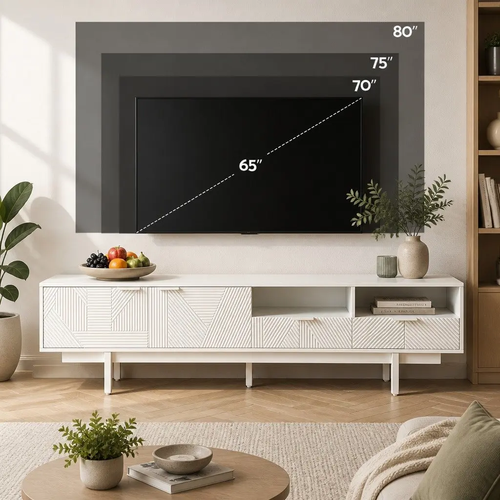 White 200cm Modern TV Entertainment Unit for Living Rooms