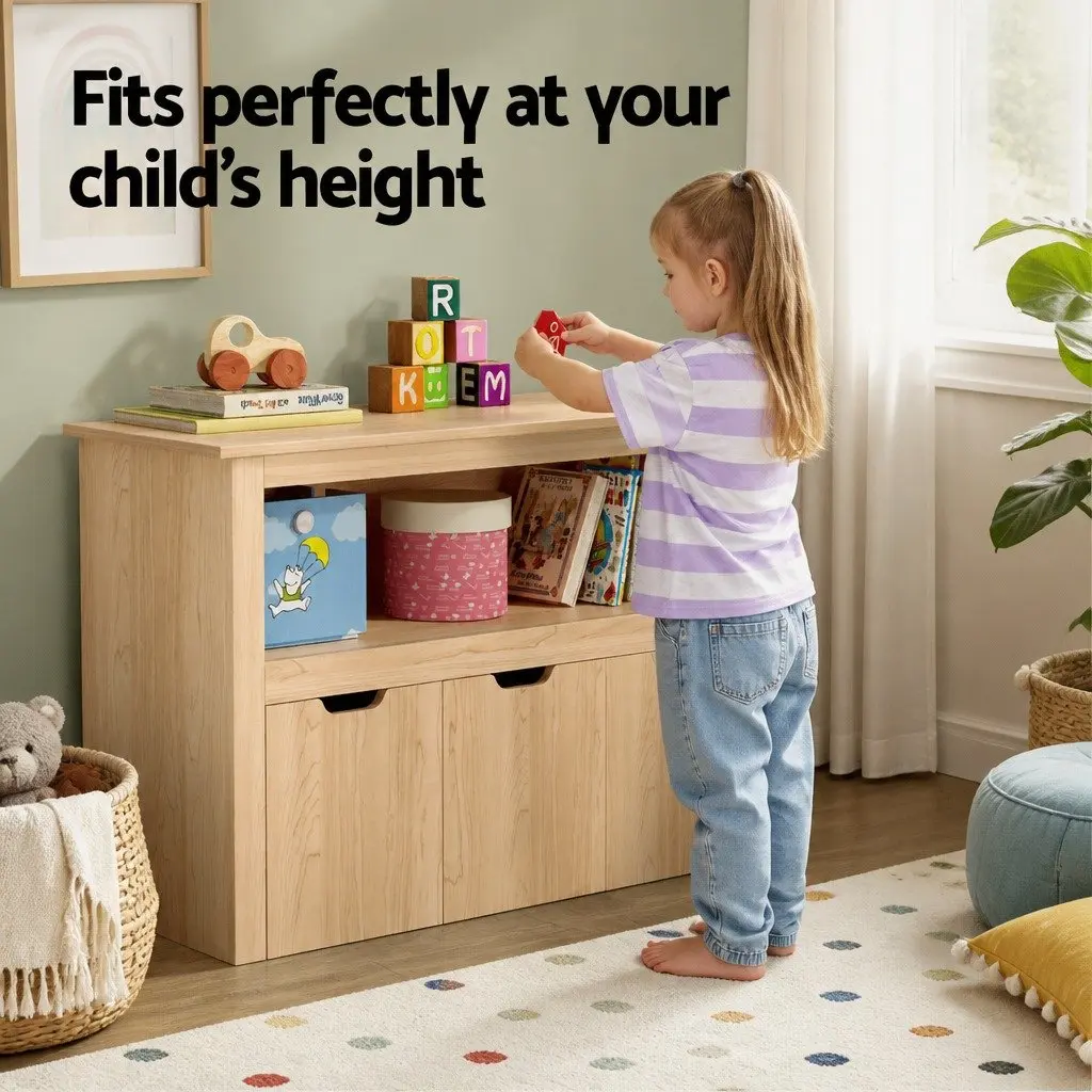 Kids Bookshelf Wooden Bookcase with 3 Drawers Storage Organiser for Children