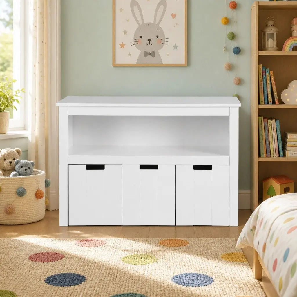 Kids Bookshelf Yellow 95.5cm Particleboard MDF with 3 Drawers Storage Organiser Display Bookcase