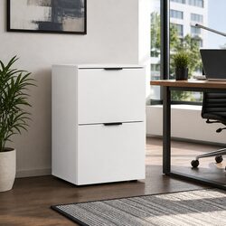 2-Drawer White Filing Cabinet for Home or Office