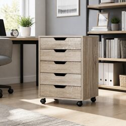 5-Drawer Rolling Filing Cabinet for Document Organization