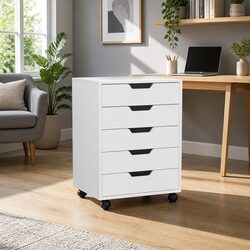 5-Drawer Rolling Storage Cabinet in White