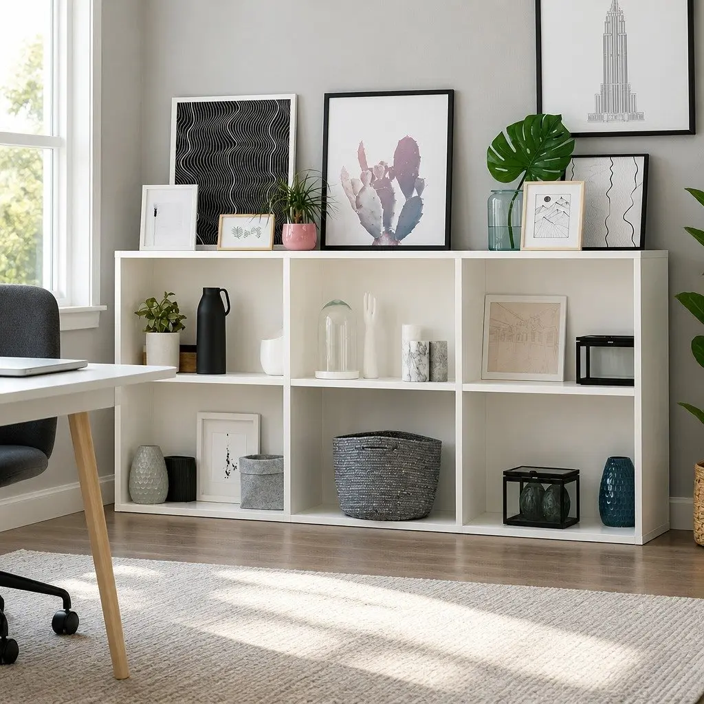 3 Piece Cube Bookshelf White Adjustable Shelves Particle Board