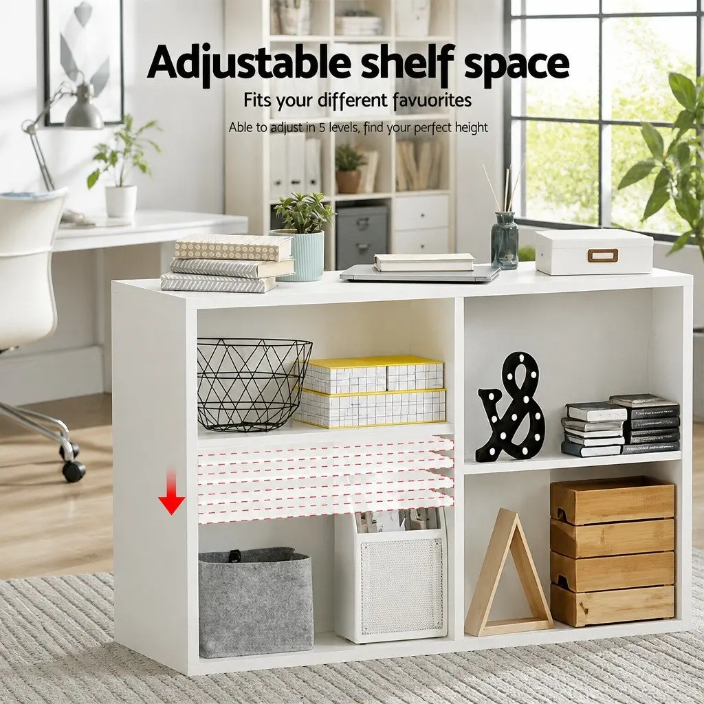 3 Piece Cube Bookshelf White Adjustable Shelves Particle Board