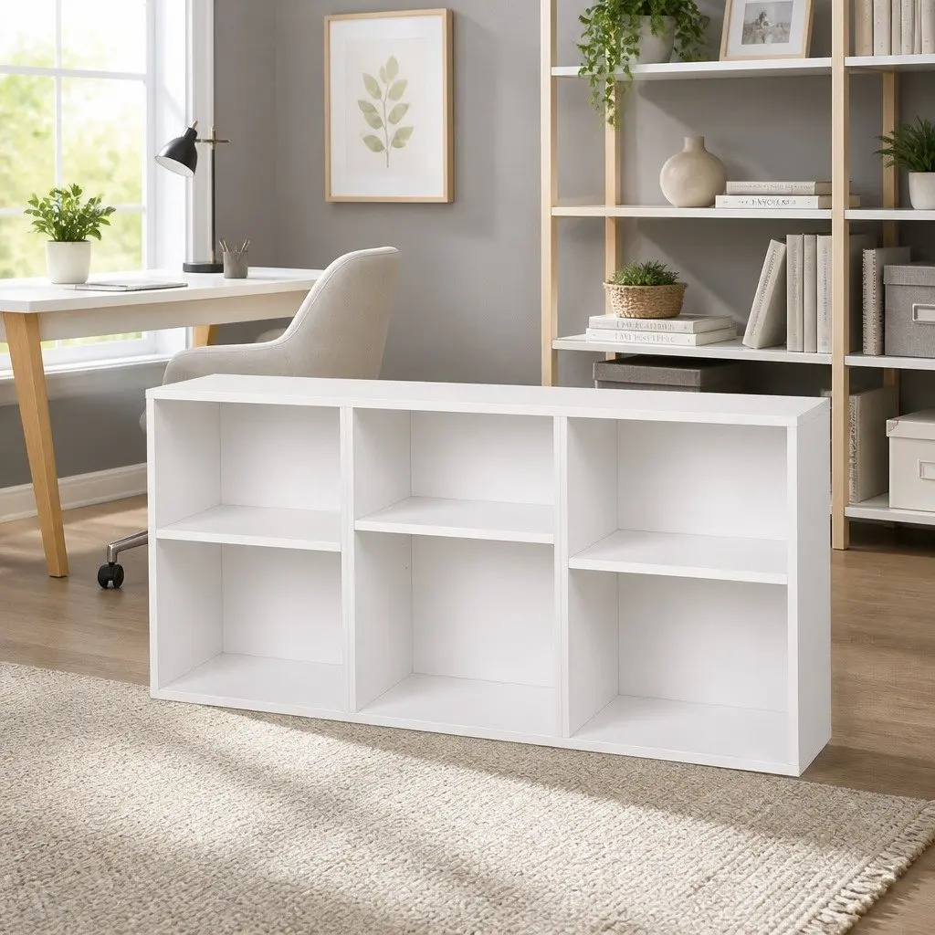 3 Piece Cube Bookshelf White Adjustable Shelves Particle Board