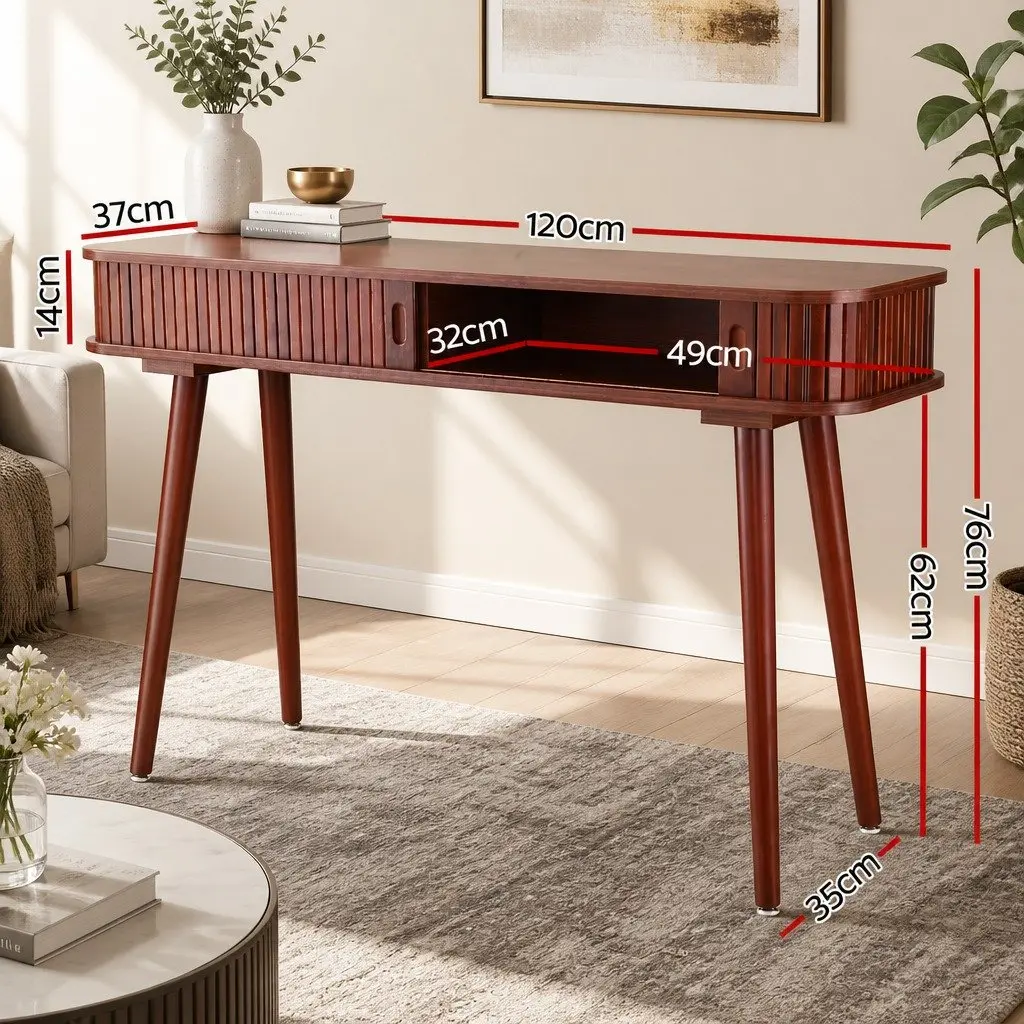 Walnut Console Table with Storage Drawers 120CM