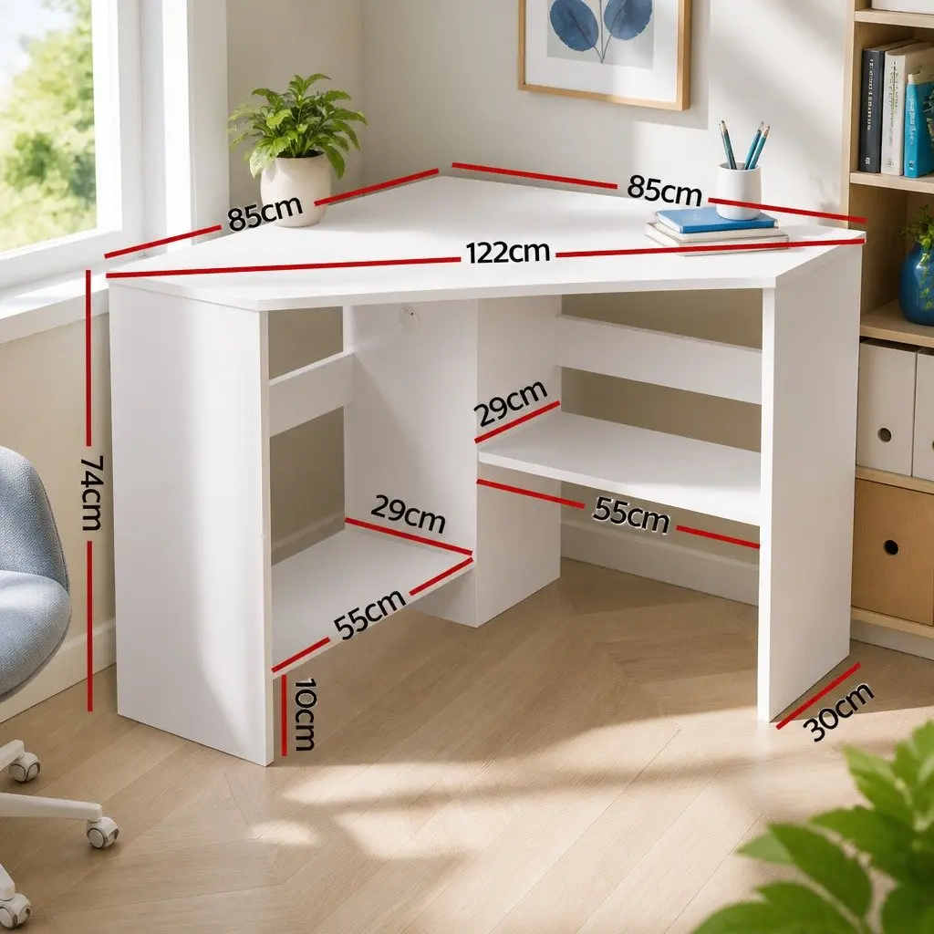 L-Shape Corner Computer Desk White 85 x 85 x 74 cm Wood