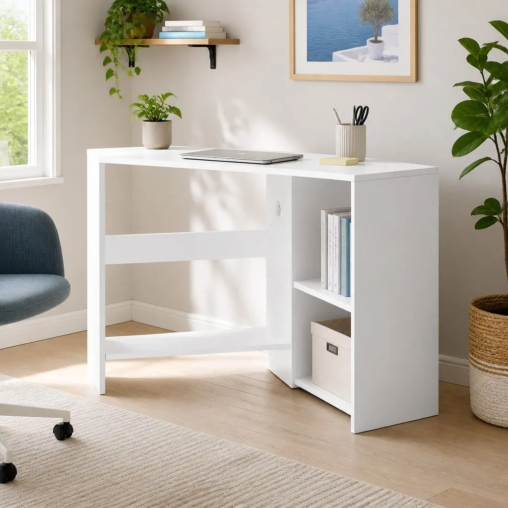L-Shape Corner Computer Desk White 85 x 85 x 74 cm Wood