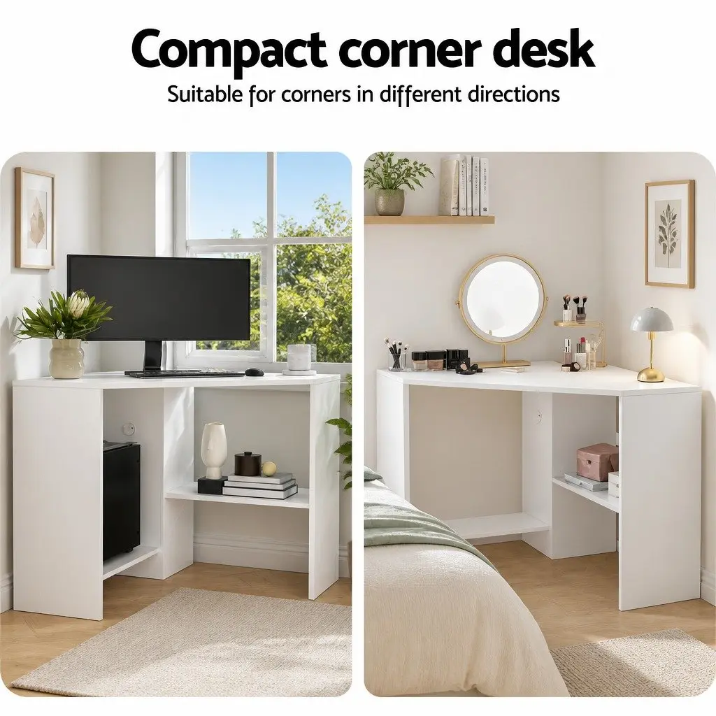 L-Shape Corner Computer Desk White 85 x 85 x 74 cm Wood