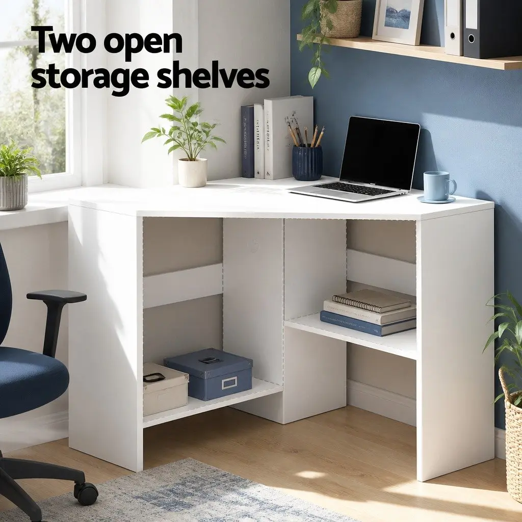 L-Shape Corner Computer Desk White 85 x 85 x 74 cm Wood