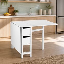 White Extendable Gateleg Dining Table for 4-6 Guests