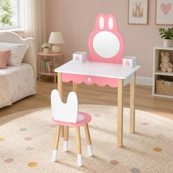Bunny Ear Design Kids Dressing Table with Stool