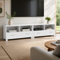 Elegant 180cm White TV Entertainment Unit with Storage