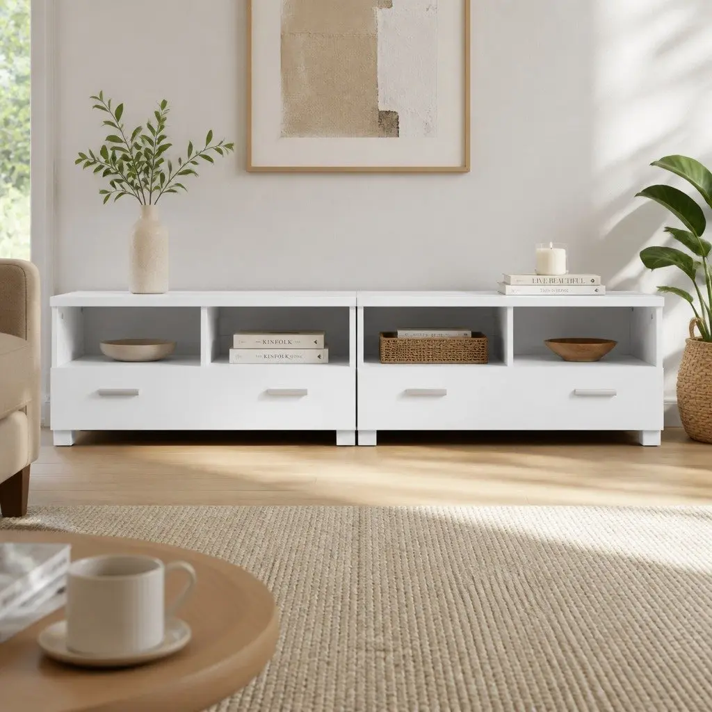 180cm White TV Entertainment Unit with Storage