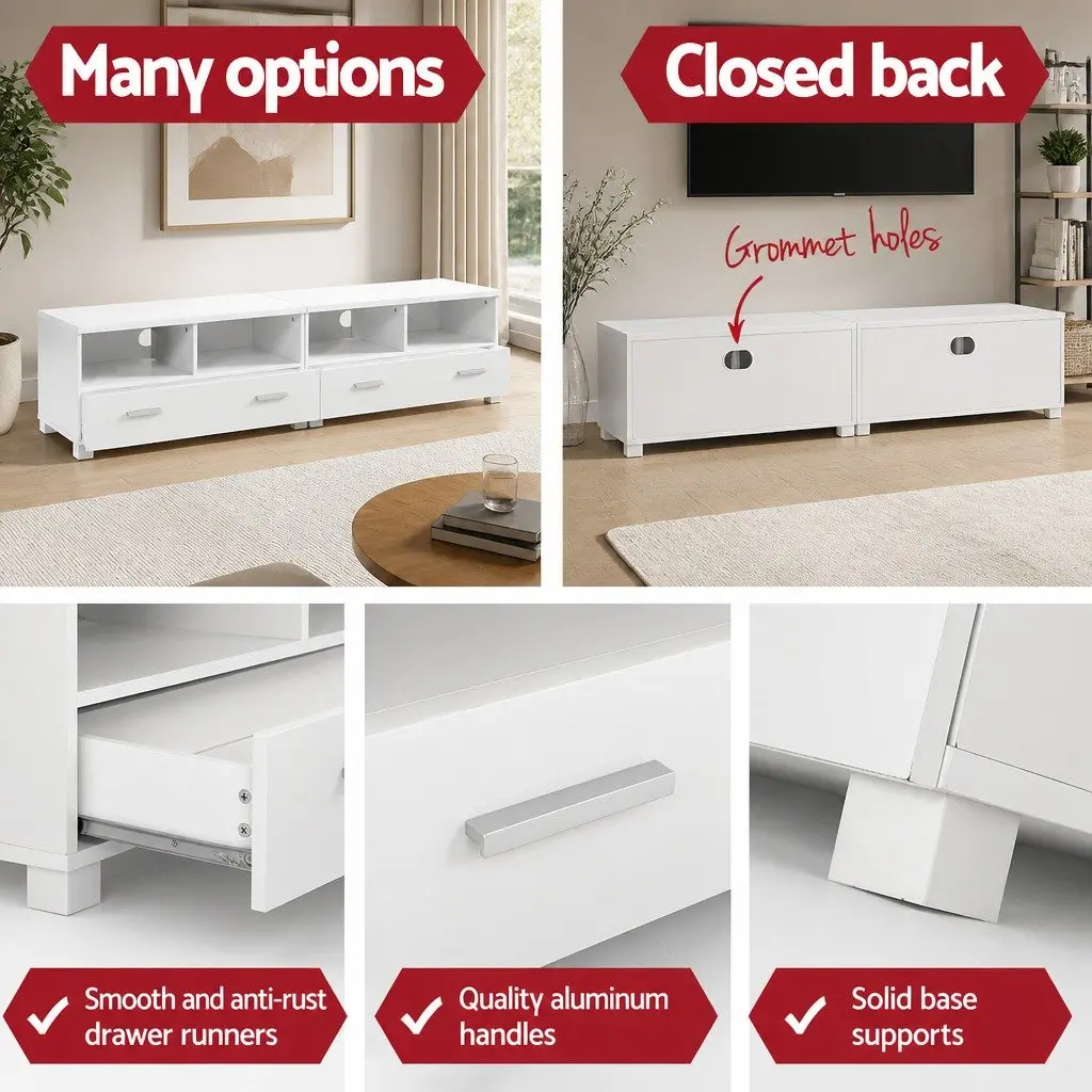 180cm White TV Entertainment Unit with Storage