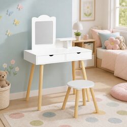 Charming Kids Dressing Table Vanity Set with Mirror