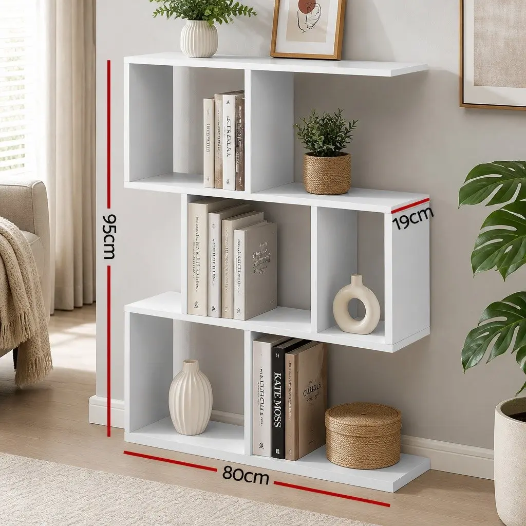 Floating Wall Shelf 3-Tier Display Storage Organiser White Yellow Bookcase
