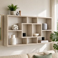 Versatile Floating Wall Shelf Display Unit with 8 Compartments