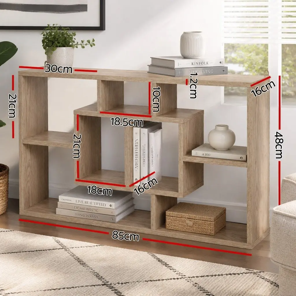 Floating Wall Shelf Display Unit Wood 8 Compartment Vertical Particle Board