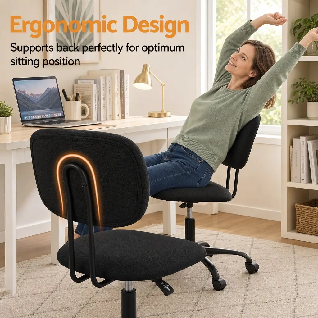 Office Desk Chair Set 120cm Computer Desk 3 Drawers Open Shelves Ergonomic