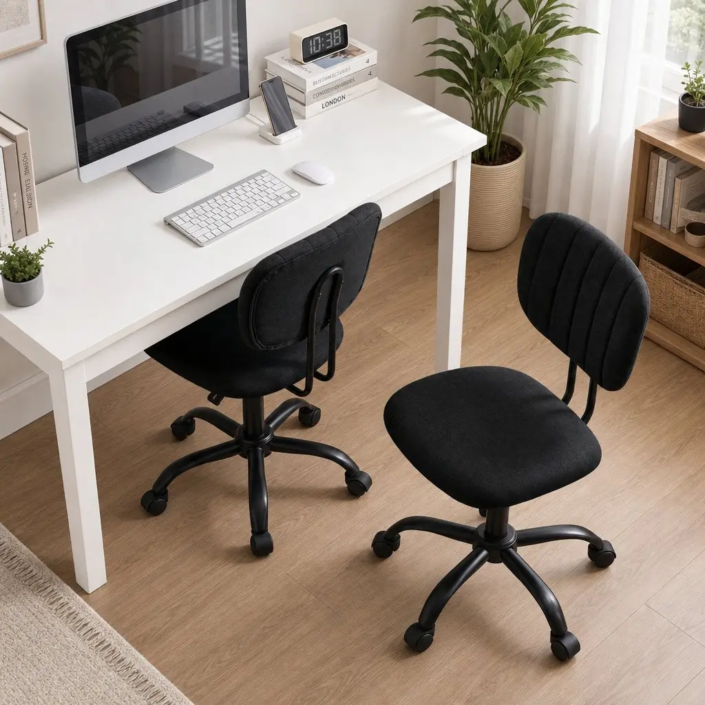 Office Desk Chair Set 120cm Computer Desk 3 Drawers Open Shelves Ergonomic