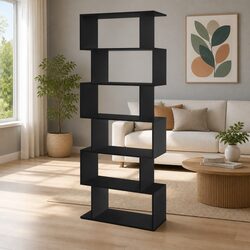 Stylish 6-Tier S-Shape Display Shelf in Black