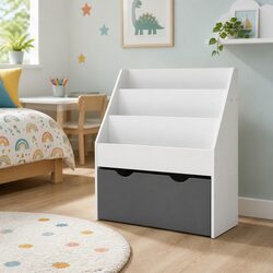 Charming Kids Bookshelf with Removable Toy Box