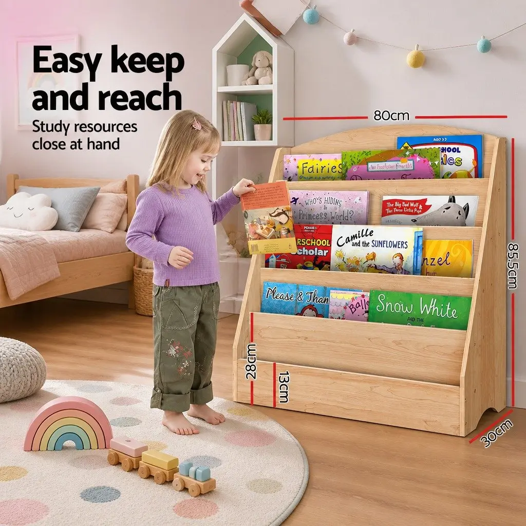 Kids Bookshelf 5 Tier Wooden Storage Organiser Magazine Rack Display Unit Brown