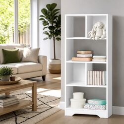 4-Tier White Bookcase for Cozy Home Organisation