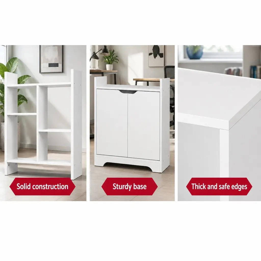 White Bookshelf Display Shelf Cabinet Storage Unit Living Room 180cm Particle Board