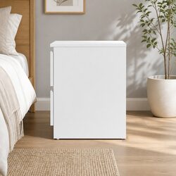 Elegant White Bedside Table with 2 Drawers for Comfort