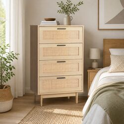 Coastal 4 Drawer Tallboy Chest for Bedroom Storage