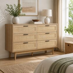 Coastal Bohemian 6 Drawer Chest for Bedroom Storage