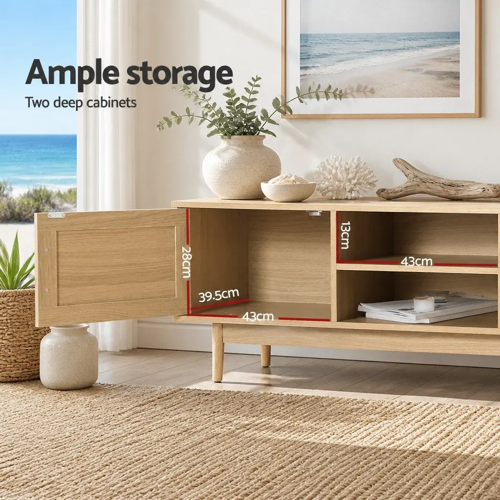 TV Cabinet Entertainment Unit Bohemian 180cm Particle Board with Solid Wood Legs
