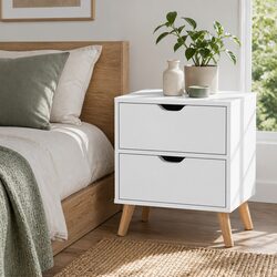 Scandinavian Design Bedside Table with 2 Drawers