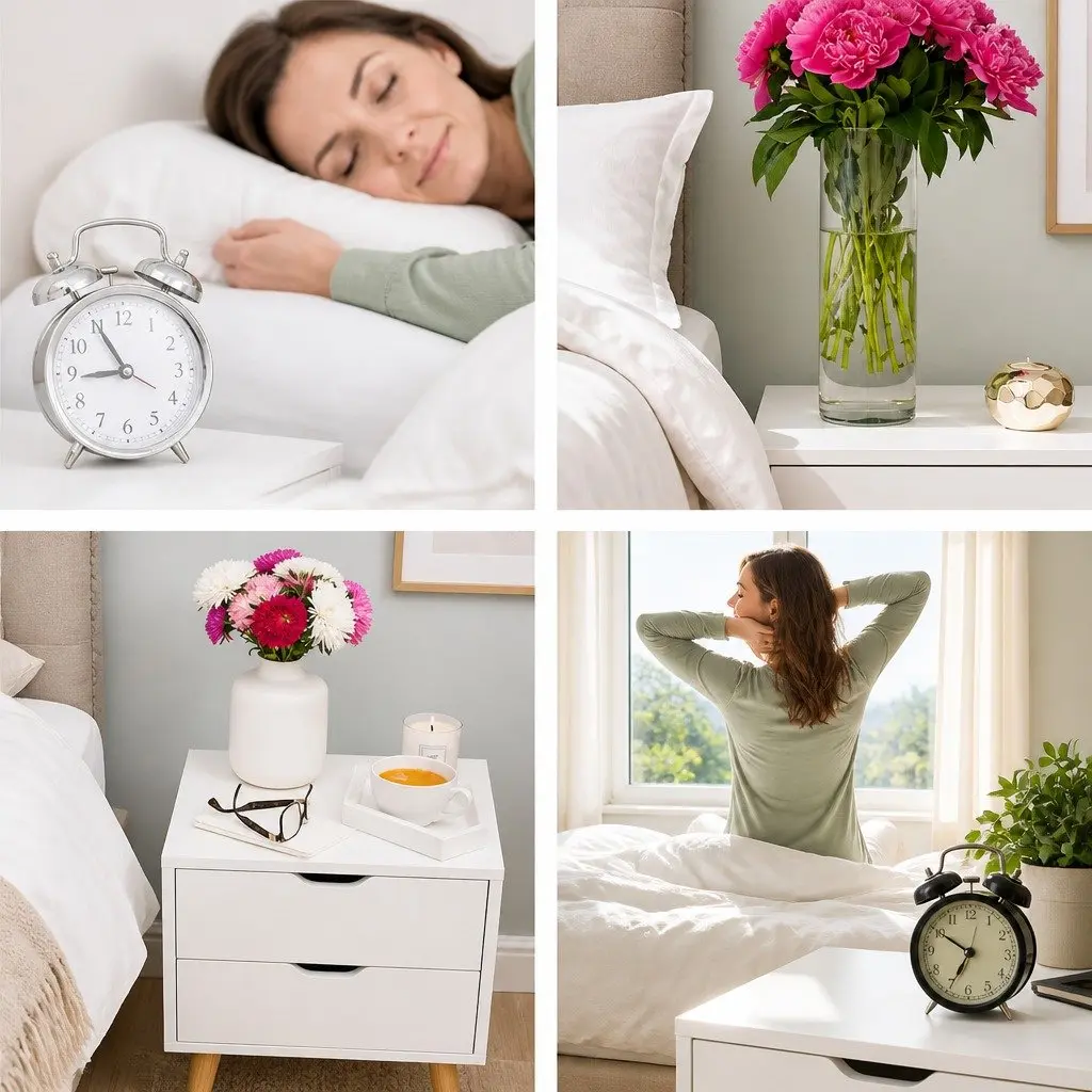 White Bedside Table with 2 Drawers