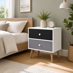 Scandinavian Style Bedside Table with 2 Drawers