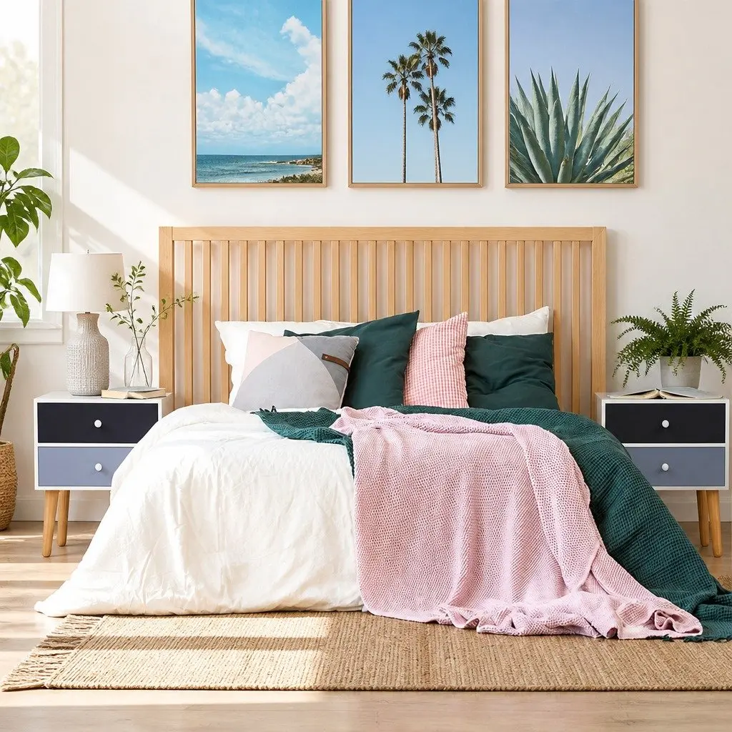 Bedside Table 2 Drawers Scandinavian Design Bedroom Nightstand Storage Furniture