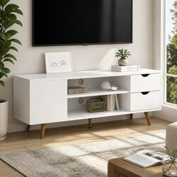 White 120cm TV Entertainment Unit with Storage Solutions