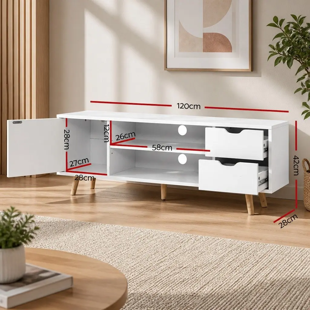 White 120cm TV Entertainment Unit with Storage Solutions