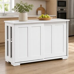 Charming White Buffet Sideboard with Sliding Doors