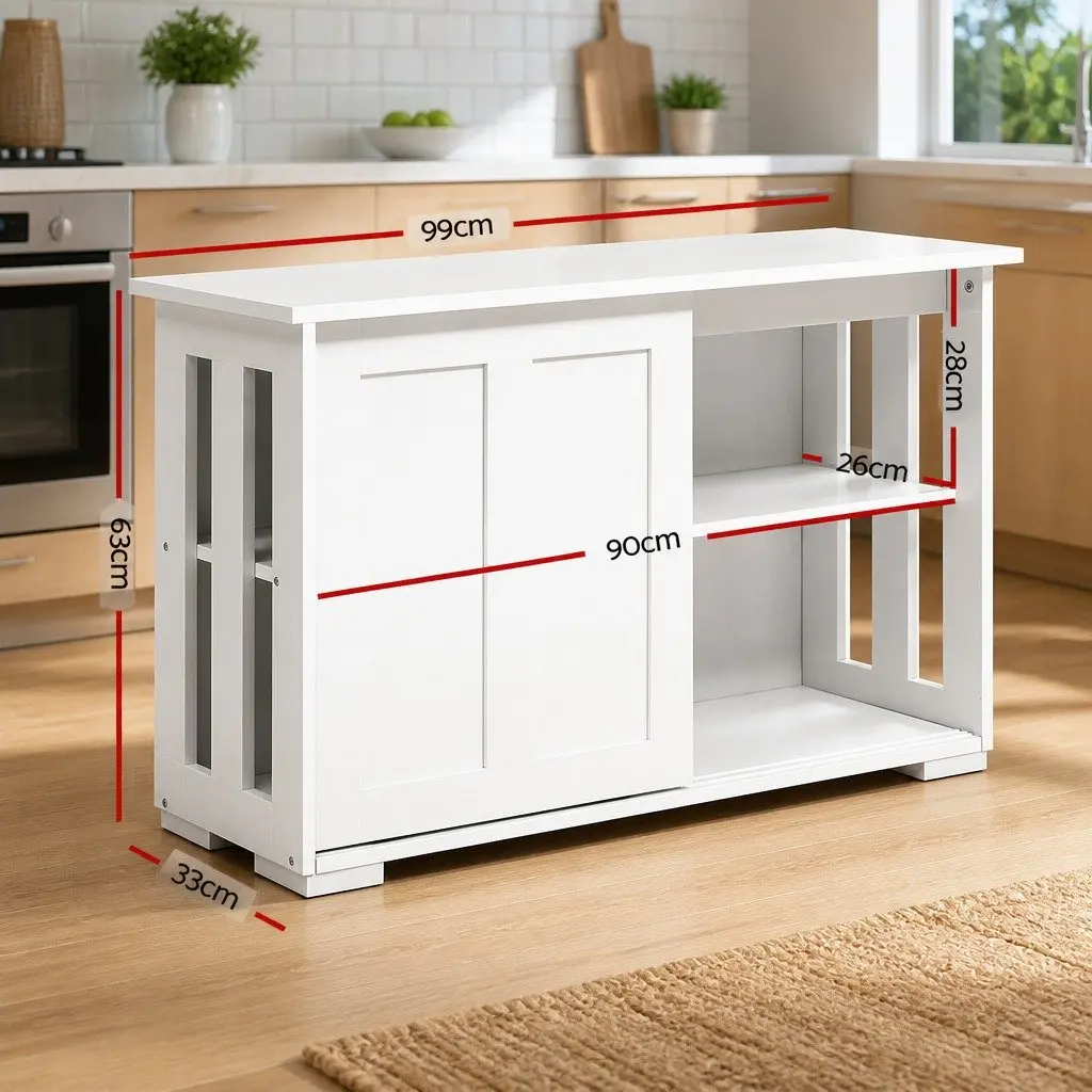 Buffet Sideboard with Sliding Doors White Storage Cabinet Kitchen Dining