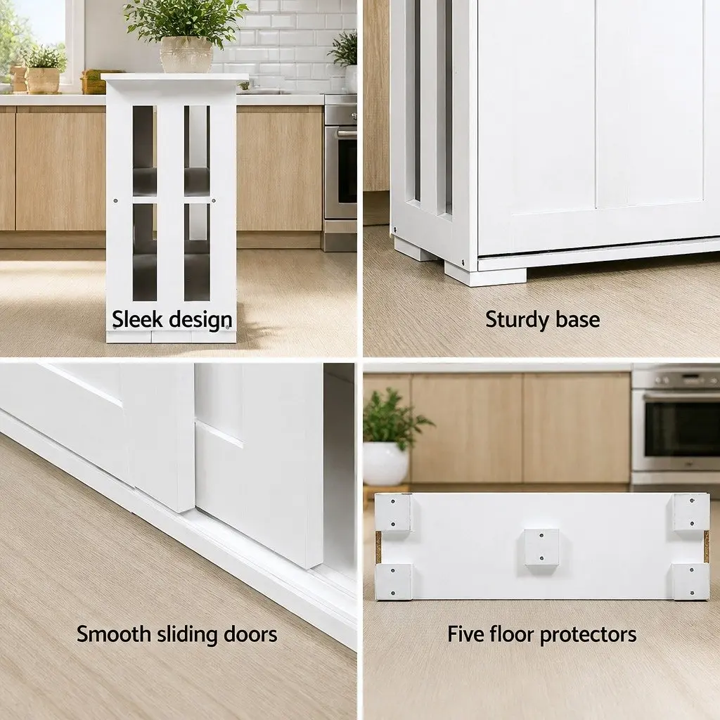 Buffet Sideboard with Sliding Doors White Storage Cabinet Kitchen Dining