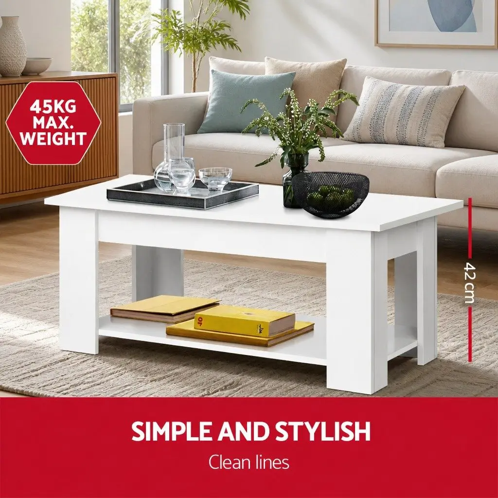 Lift-Top Coffee Table White Space-Saving Modern Living Room Furniture Particle Board 98 x 50 x 42cm