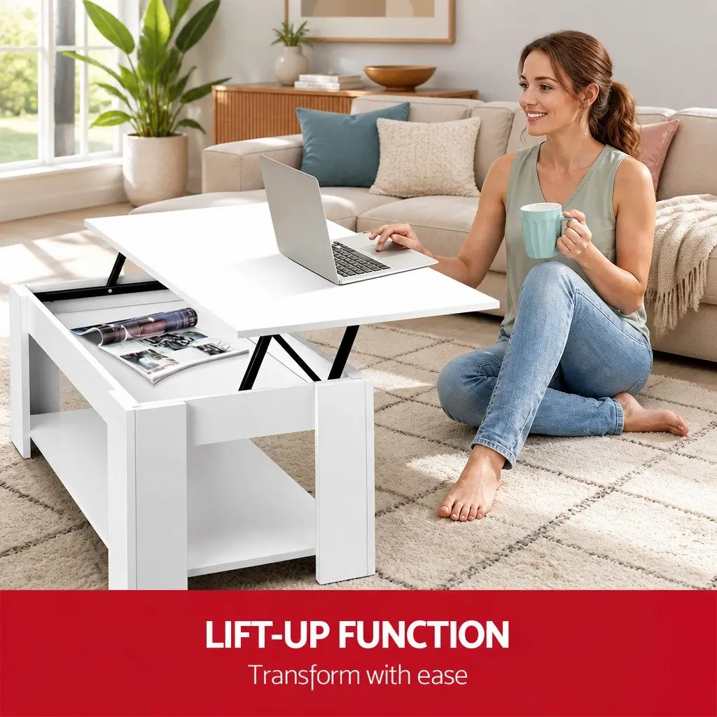 Lift-Top Coffee Table White Space-Saving Modern Living Room Furniture Particle Board 98 x 50 x 42cm